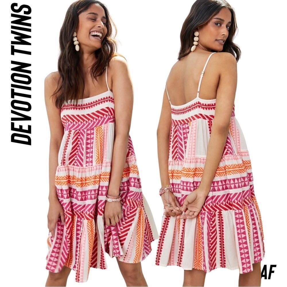 ANTHROPOLOGIE BY DEVOTION TWINS EMBROIDERED MINI DRESS NEW LARGE